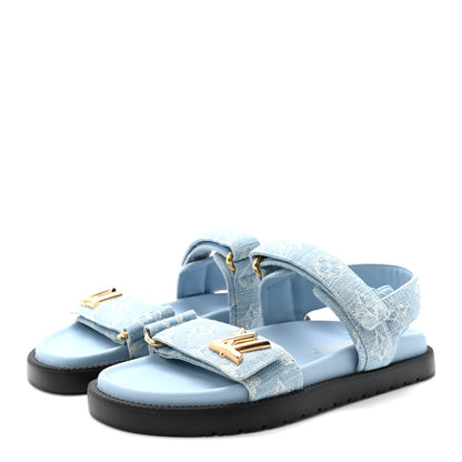Louis Vuitton Denim Monogram LV Sunset Comfort Flat Sandals 37 Blue 4 of 9