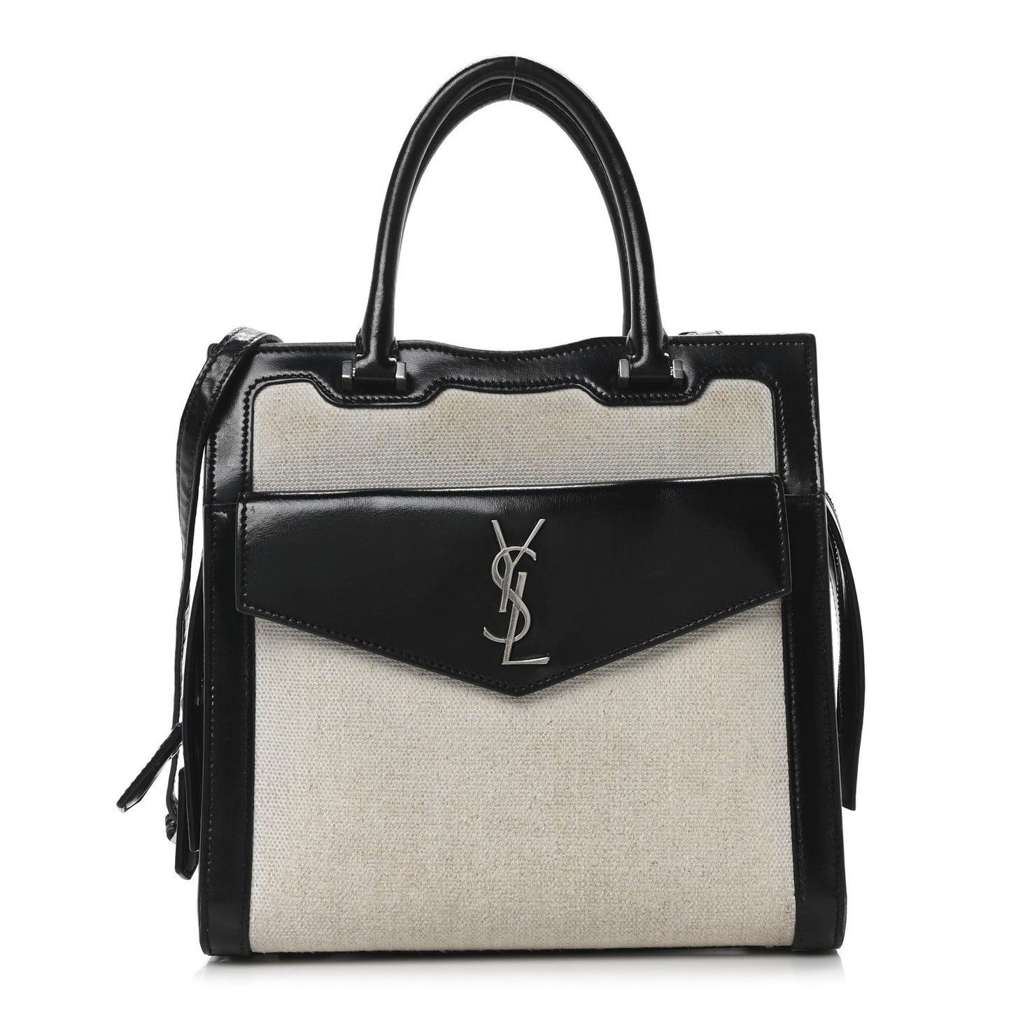 Canvas Calfskin Small Uptown Tote Black