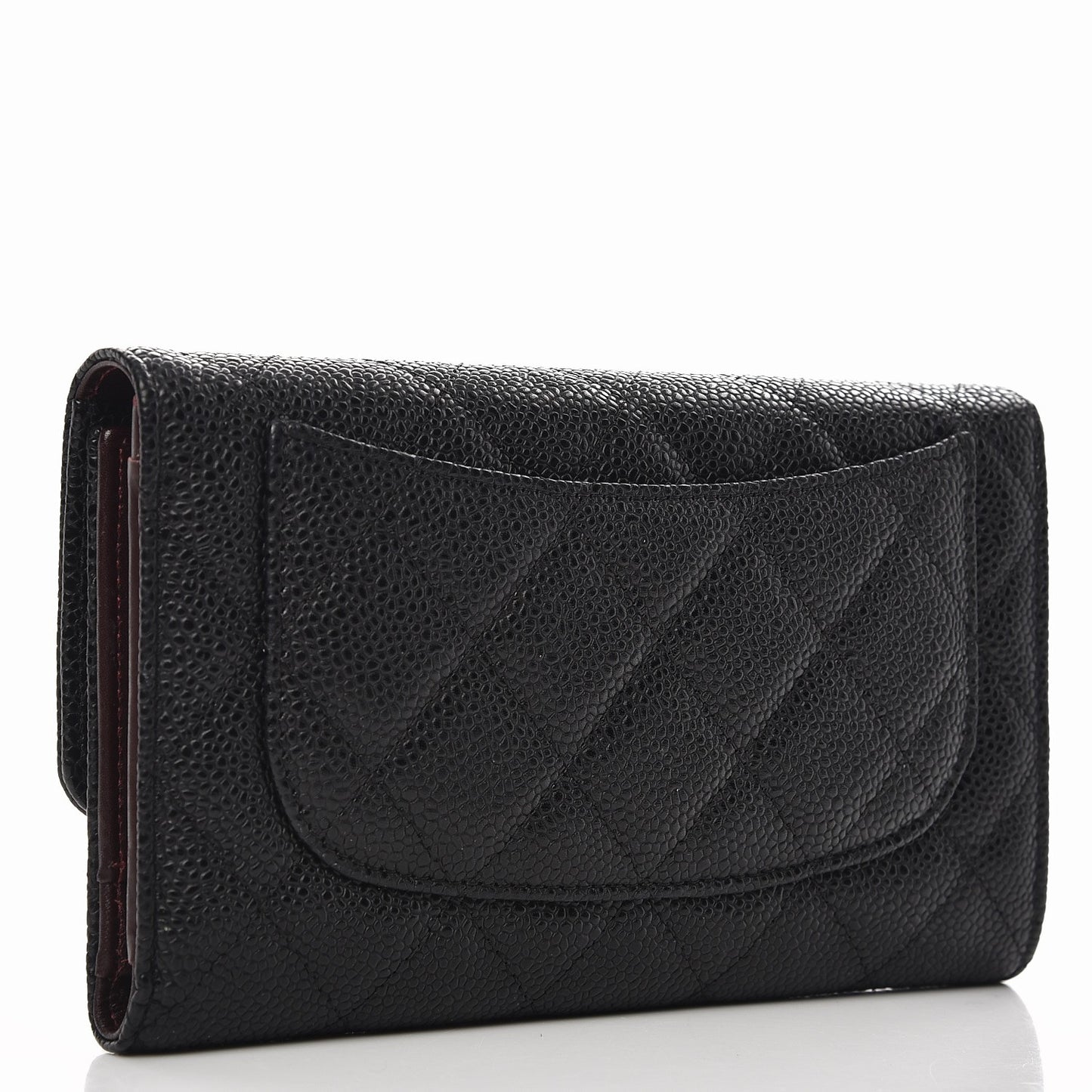 Caviar Quilted Large Flap Wallet Black