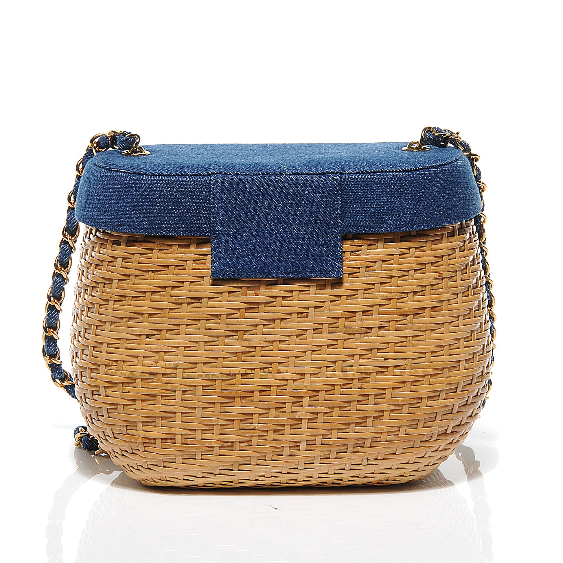 Chanel Straw Bag Denim CC 7 of 8