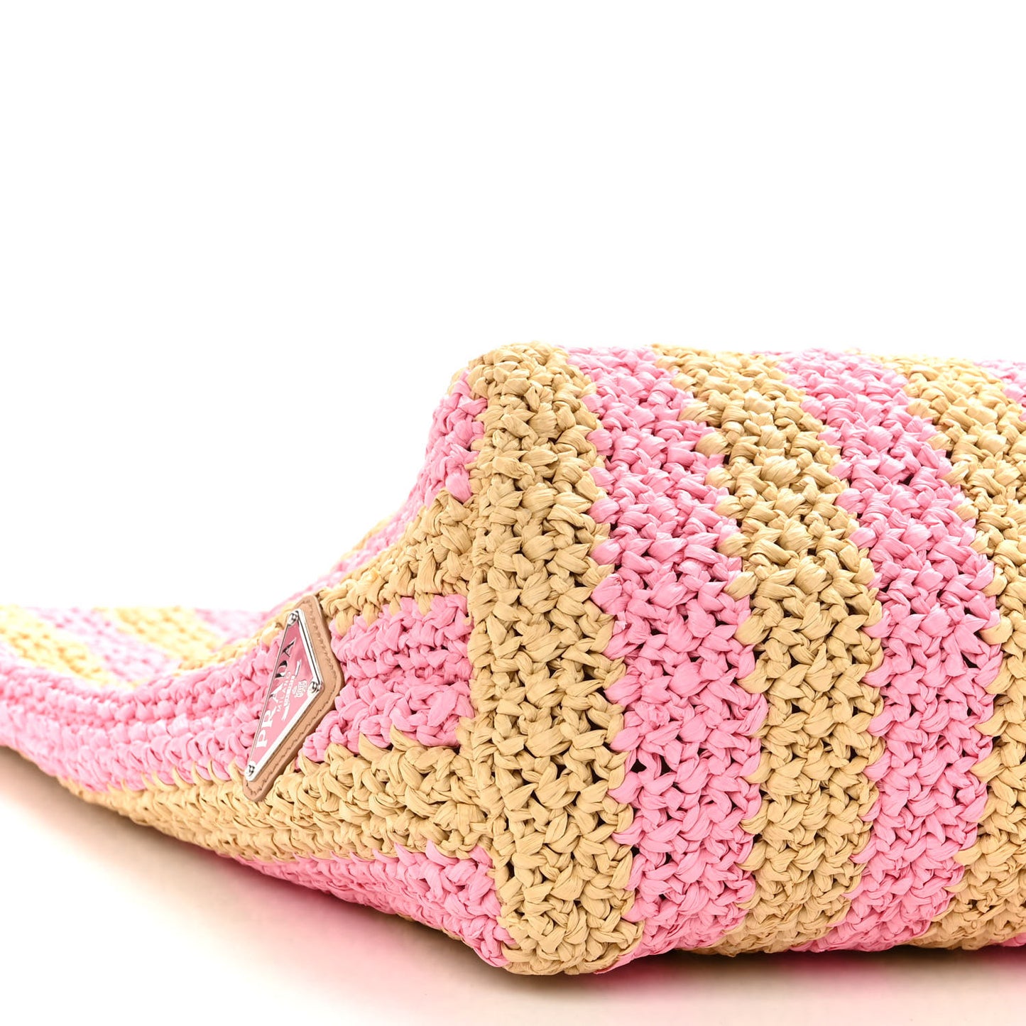 Yarn Raffia Effect Crochet Striped Large Logo Tote Naturale Petalo