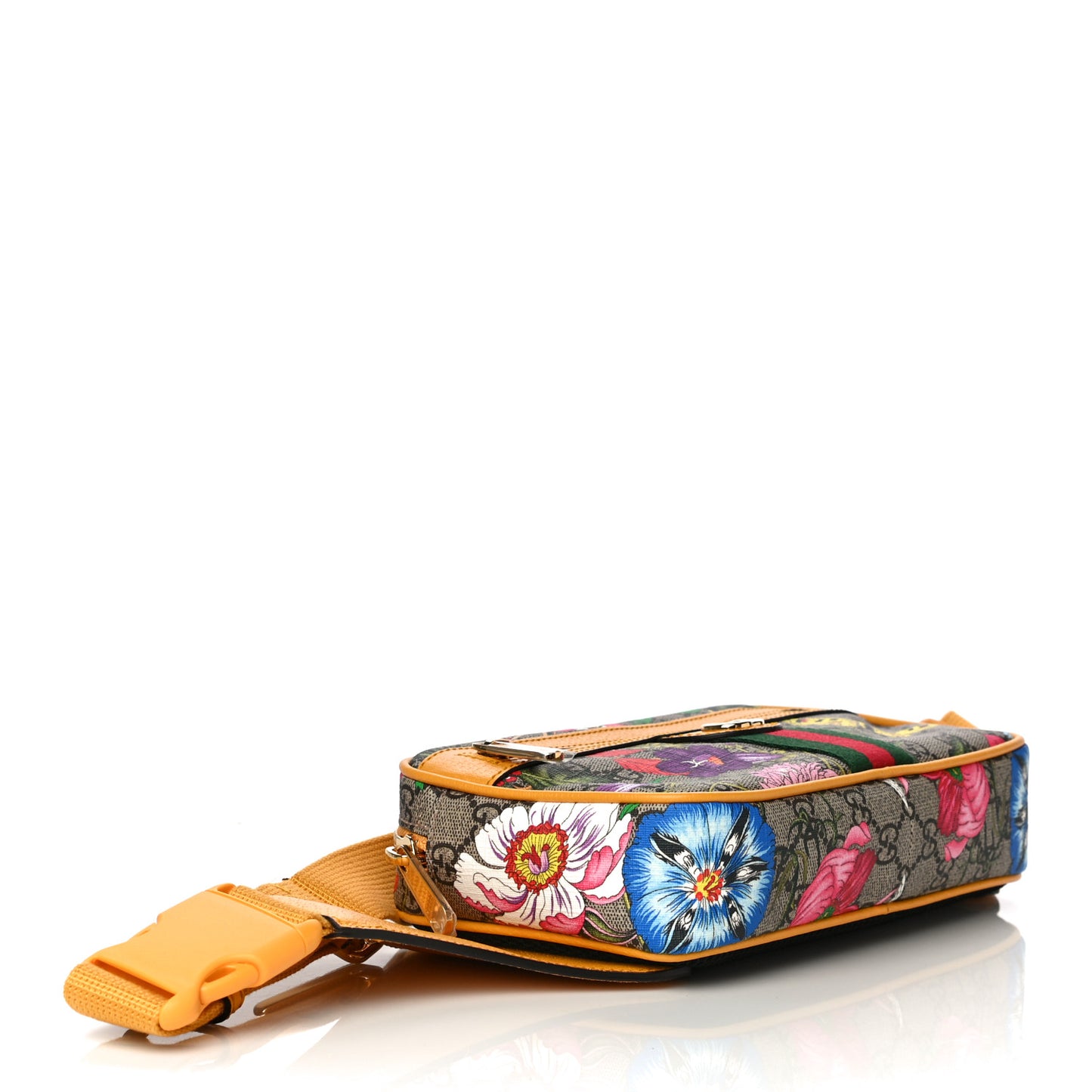 GG Supreme Monogram Flora Medium Ophidia Belt Bag Beige Multicolor Crop