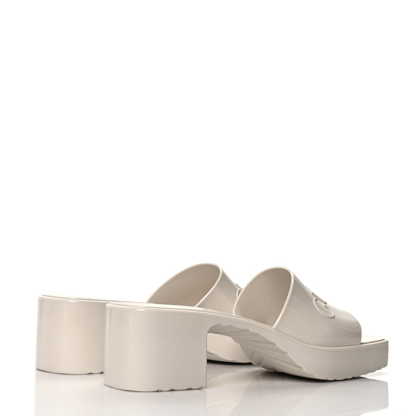 Rubber Gucci Logo Womens Platform 20/60mm Slide Sandals 37 Mystic White