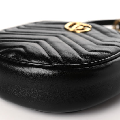 Gucci Azalea Calfskin Matelasse Heart Mini GG Marmont Round Shoulder Bag Black 9 of 9