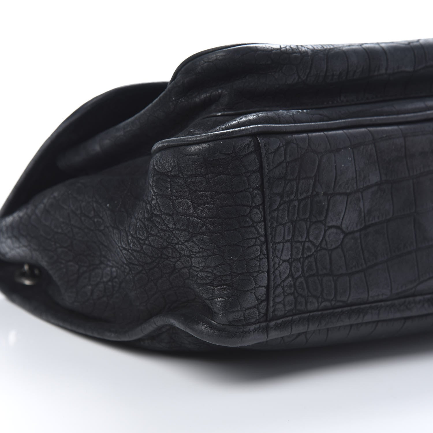 Saint Laurent Nubuck Crocodile Embossed Monogram Medium Niki Chain Satchel Black 9 of 16