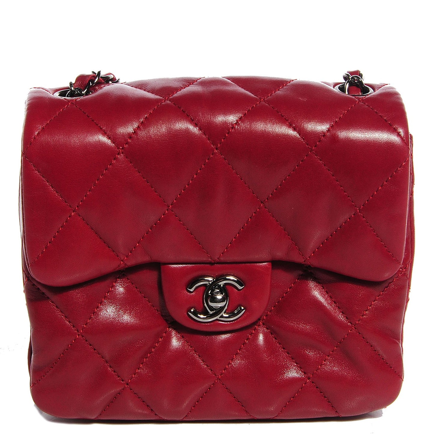 Lambskin Quilted Mini Chanel 3 Flap Red