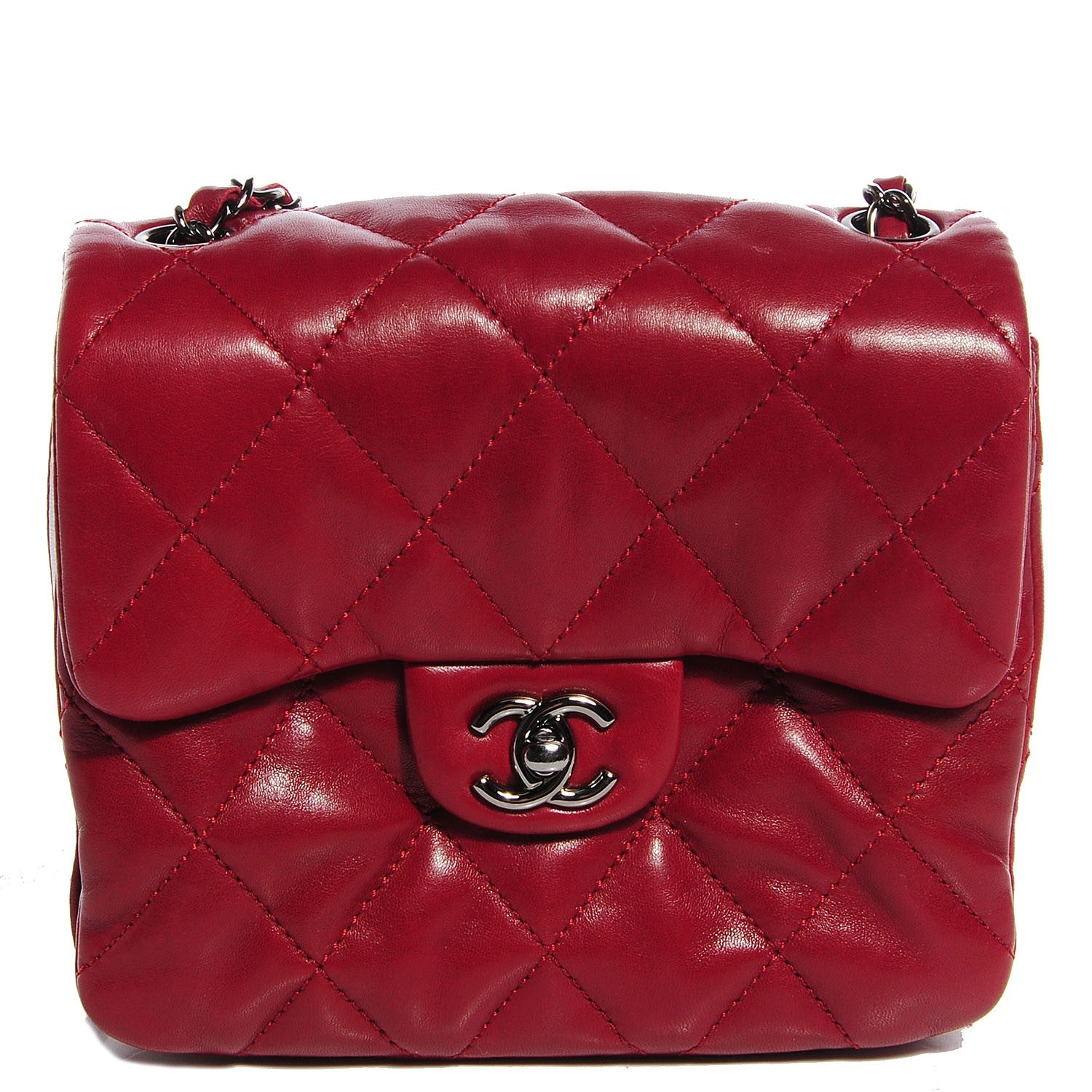 Chanel Lambskin Quilted Mini Chanel 3 Flap Red 1 of 7