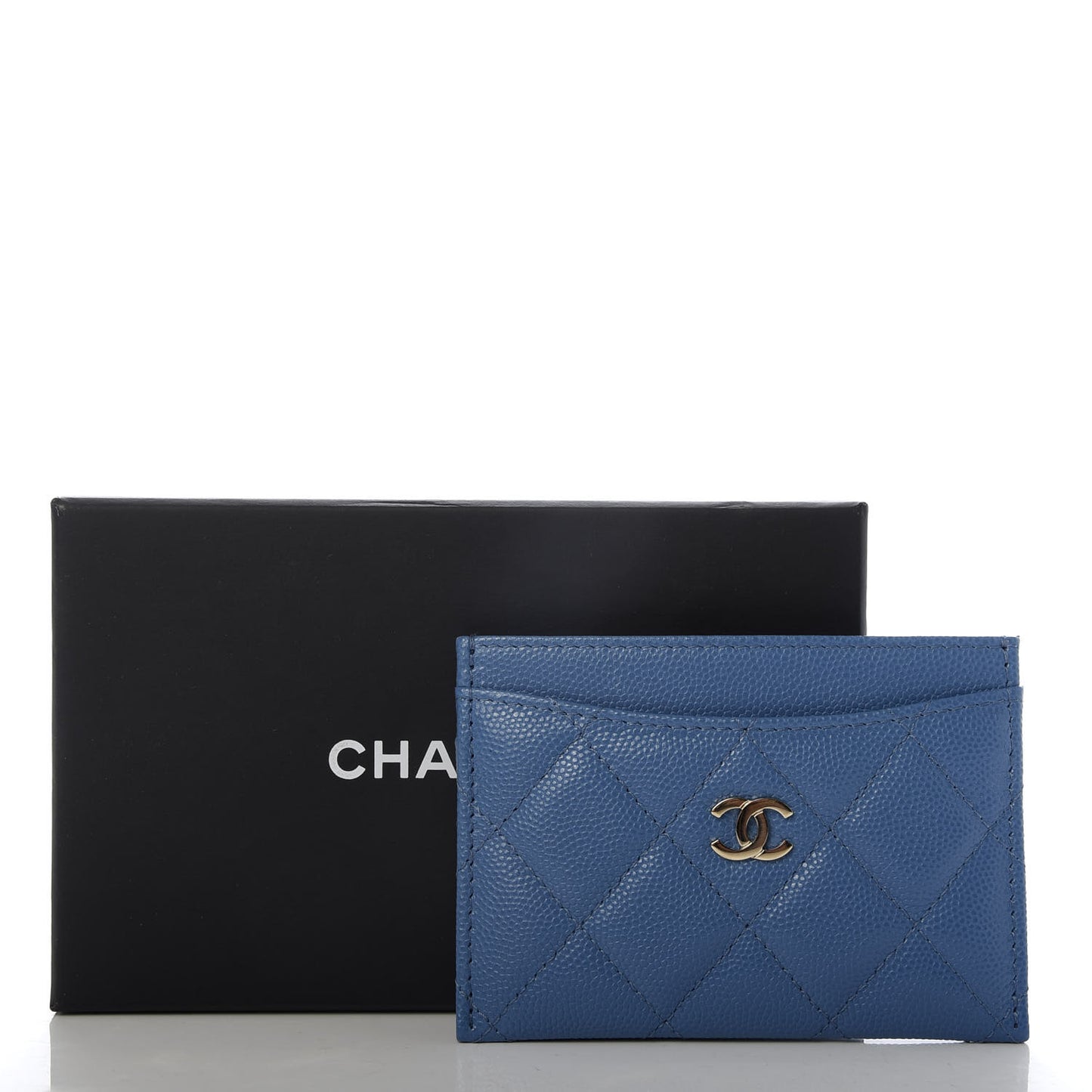 Caviar Quilted Card Holder Blue