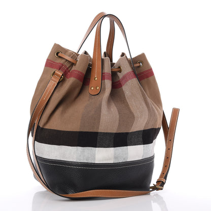Burberry Canvas House Check Medium Bucket Tan 4 of 9
