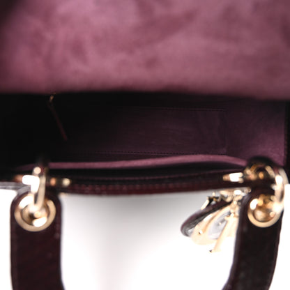 Christian Dior Snakeskin Small Lady Dior Deep Amaranth 5 of 10