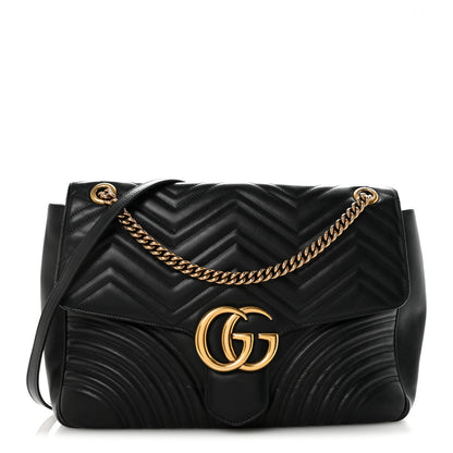 Gucci Calfskin Matelasse Large GG Marmont Shoulder Bag Black 1 of 10