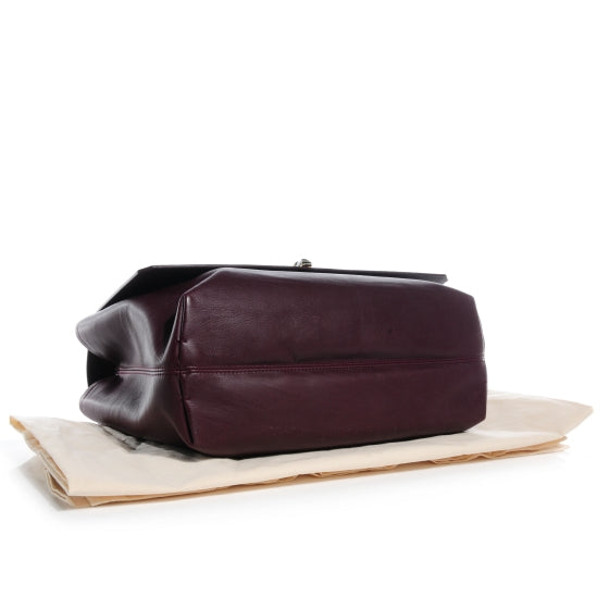 Leather Large Happy Chain Shoulder Bag Plum