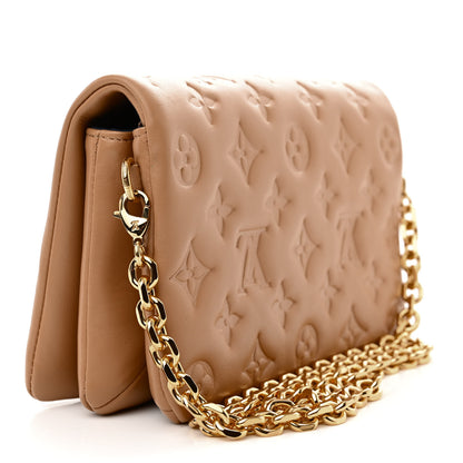 Louis Vuitton Lambskin Embossed Monogram Pochette Coussin Camel 2 of 10