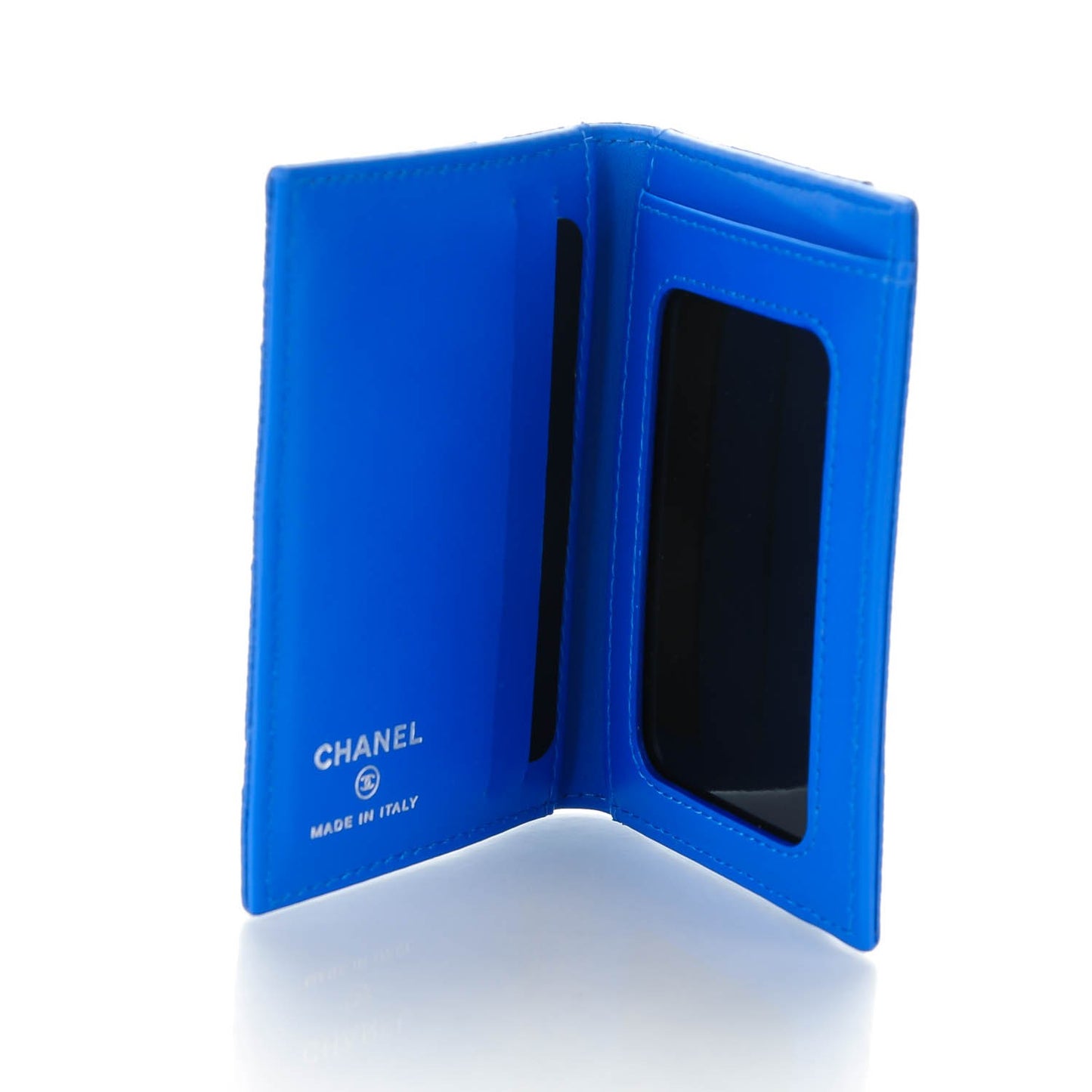 Caviar Quilted Card Holder Blue