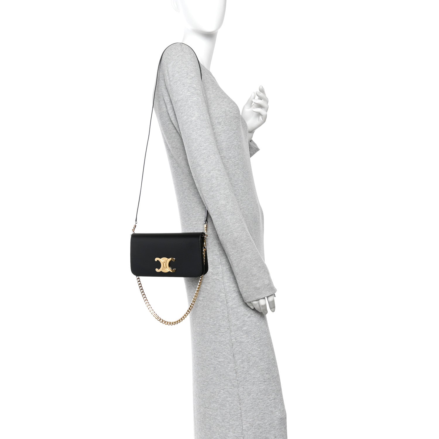 Celine Shiny Calfskin Triomphe Multipochette Black 2 of 9
