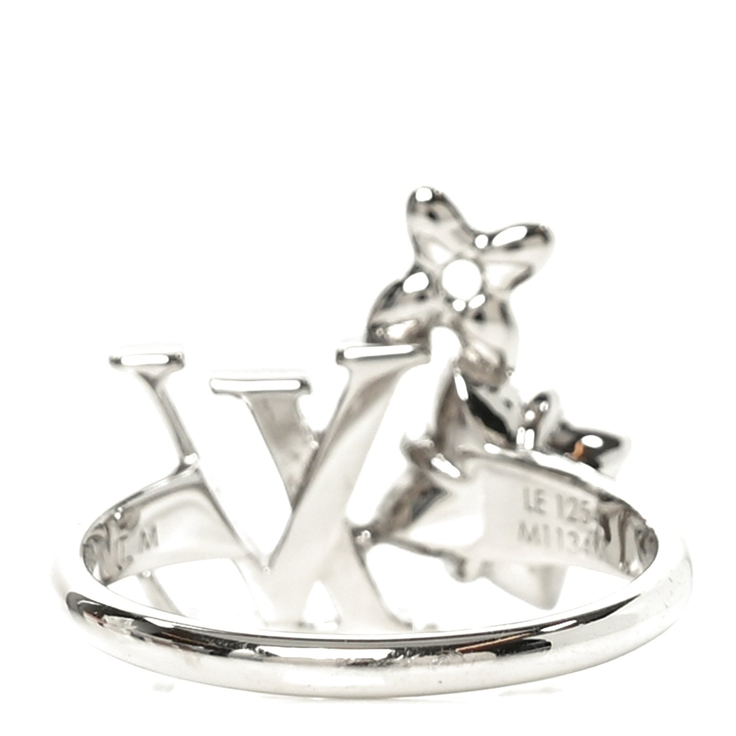 Metal Crystal Loulougram Ring M Silver