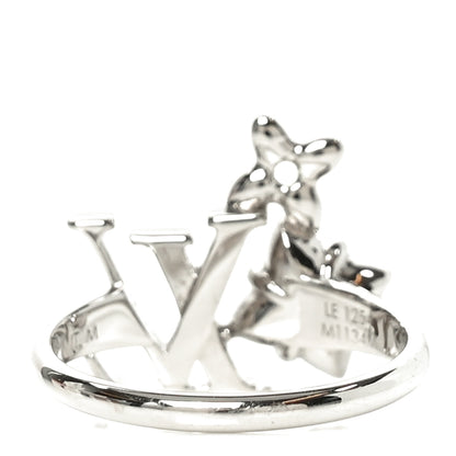 Louis Vuitton Metal Crystal Loulougram Ring M Silver 3 of 6