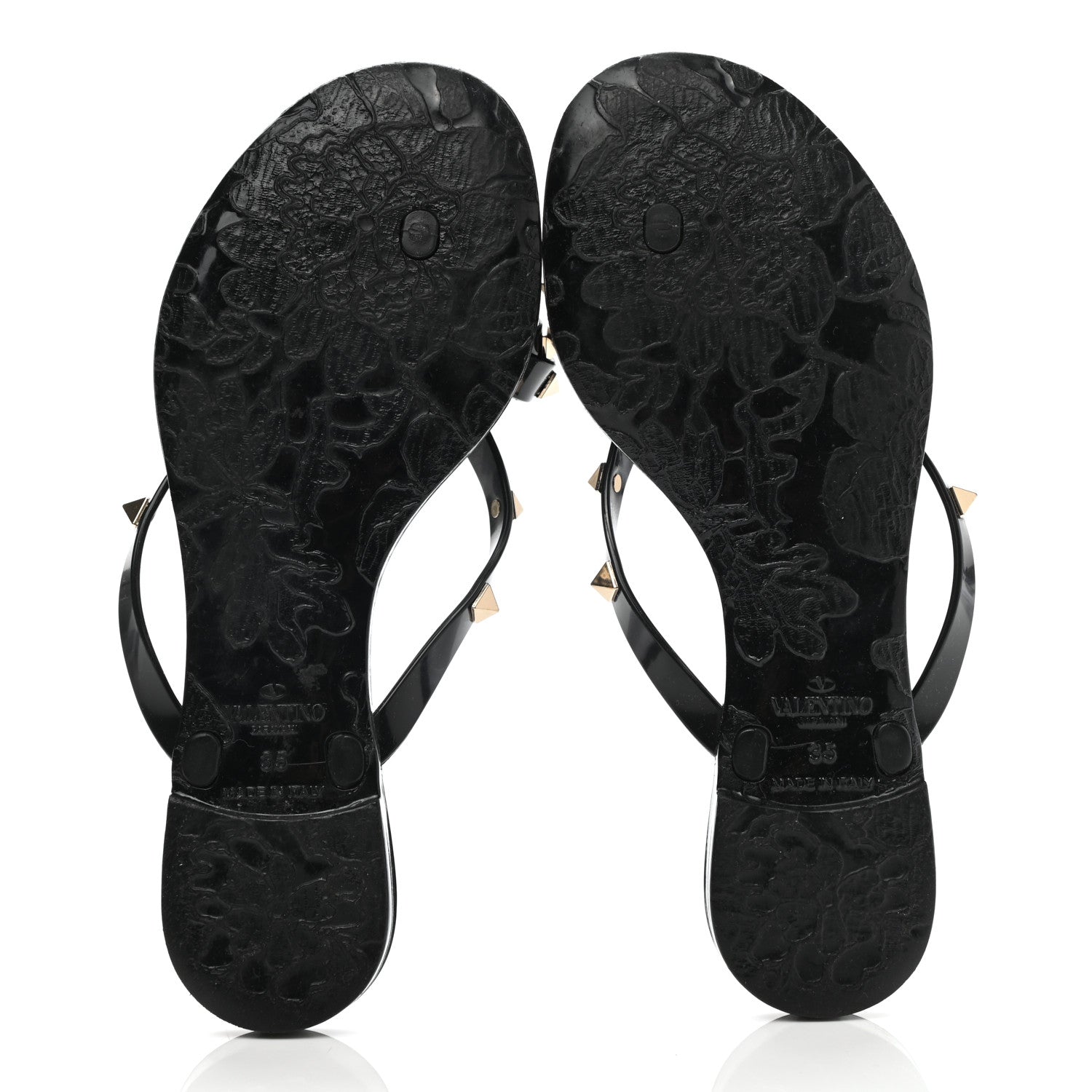 Valentino Garavani PVC Jelly Rockstud Bow Thong Sandals 35 Black 5 of 9