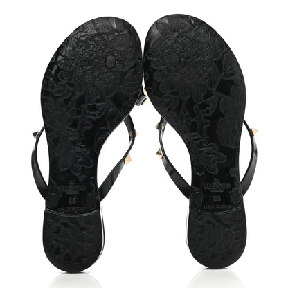 Valentino Garavani PVC Jelly Rockstud Bow Thong Sandals 35 Black 5 of 9