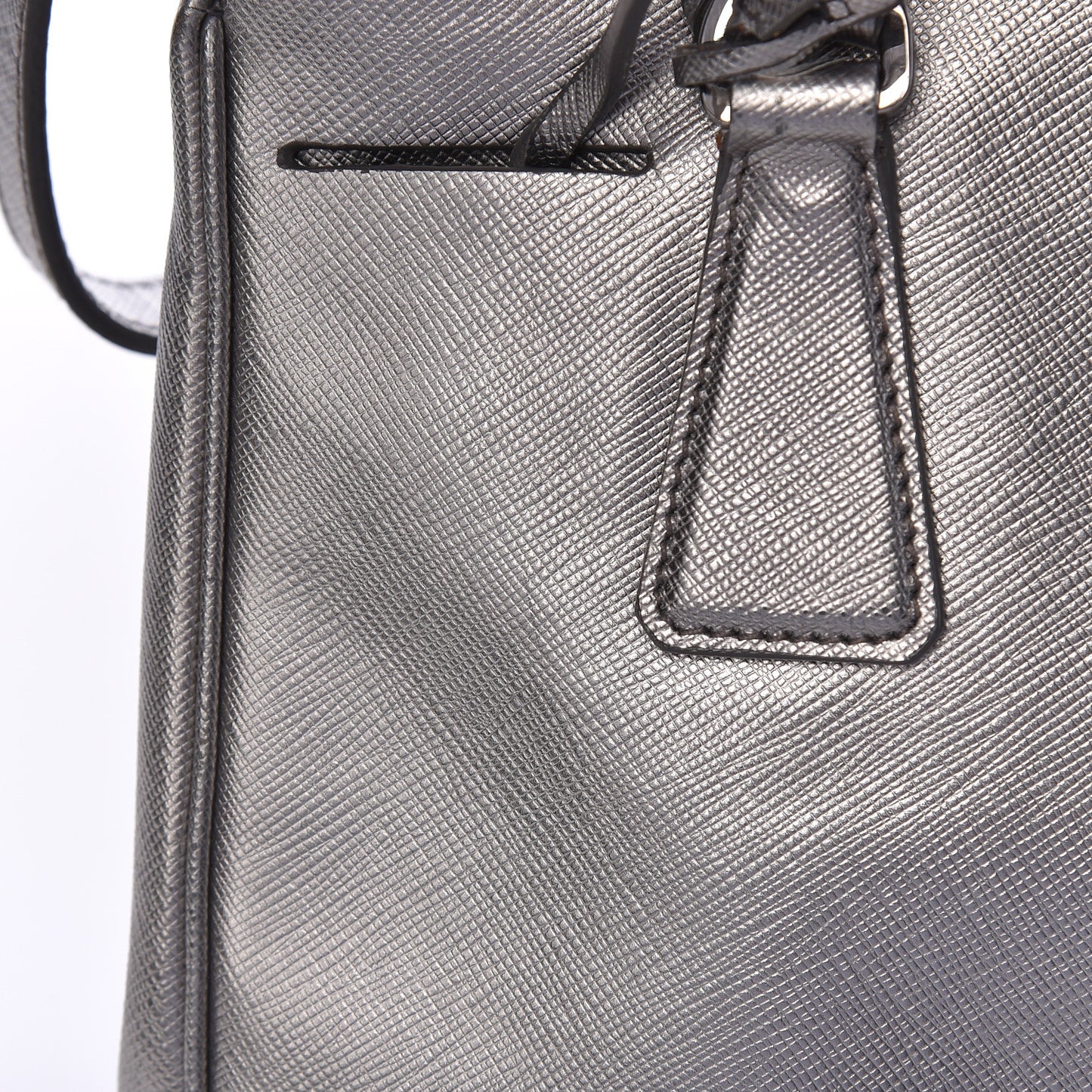 Metallic Saffiano Small Galleria Double Zip Tote Cromo