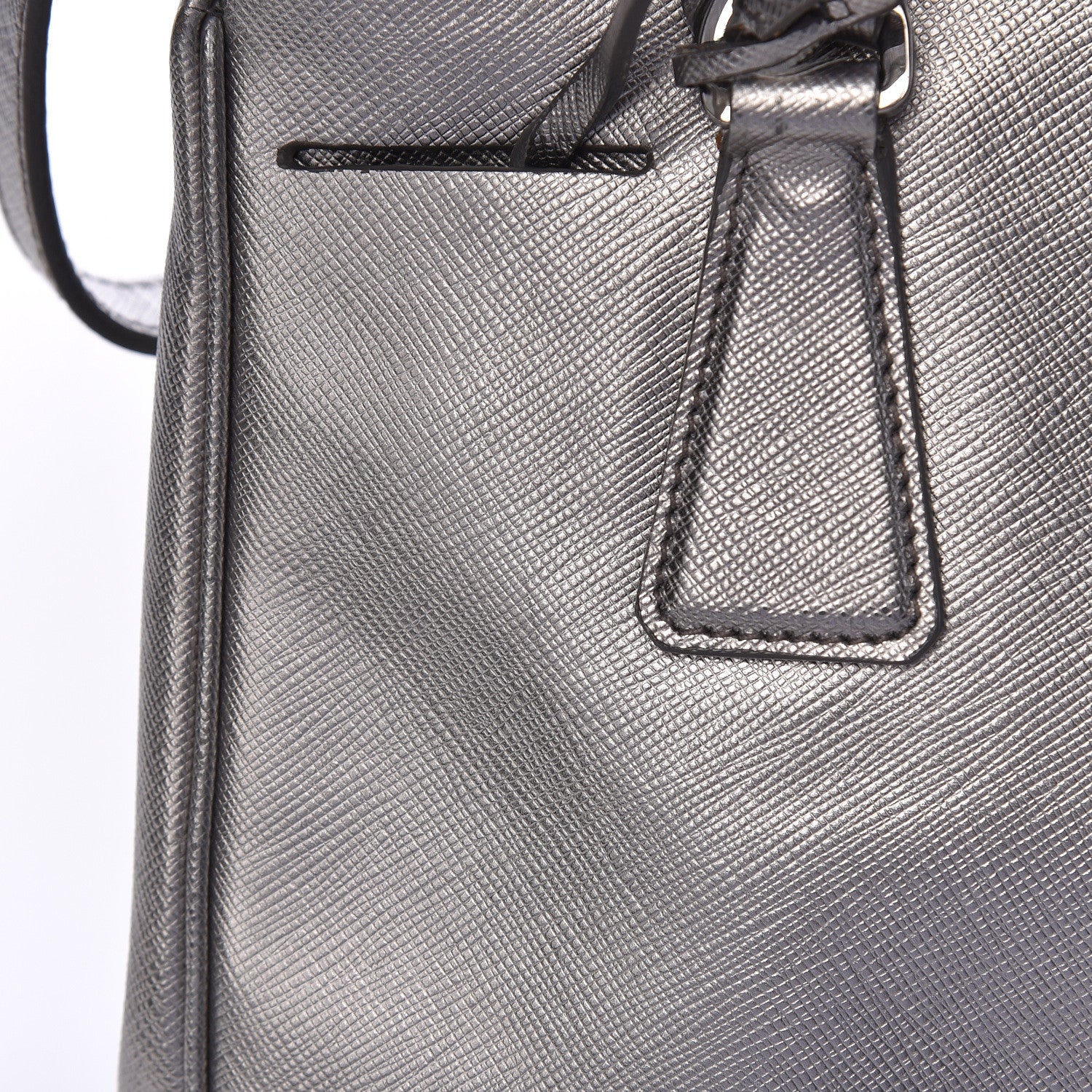 Prada Metallic Saffiano Small Galleria Double Zip Tote Cromo 12 of 13