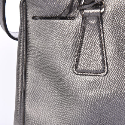 Prada Metallic Saffiano Small Galleria Double Zip Tote Cromo 12 of 13