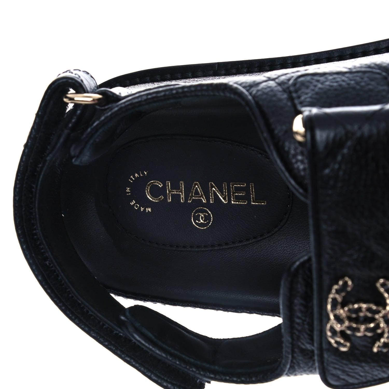 Chanel Grained Calfskin Velcro Dad Sandals 36 Black 8 of 9