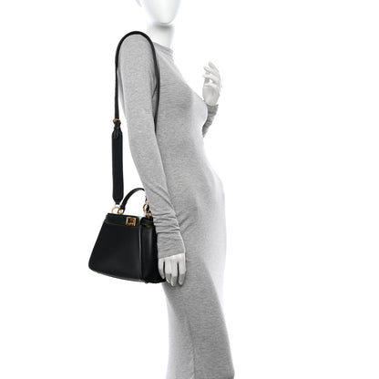 Fendi Vitello King Canvas Chinese New Year Tiger Embroidered Mini Peekaboo Iconic Satchel Black Dark Yellow 2 of 10