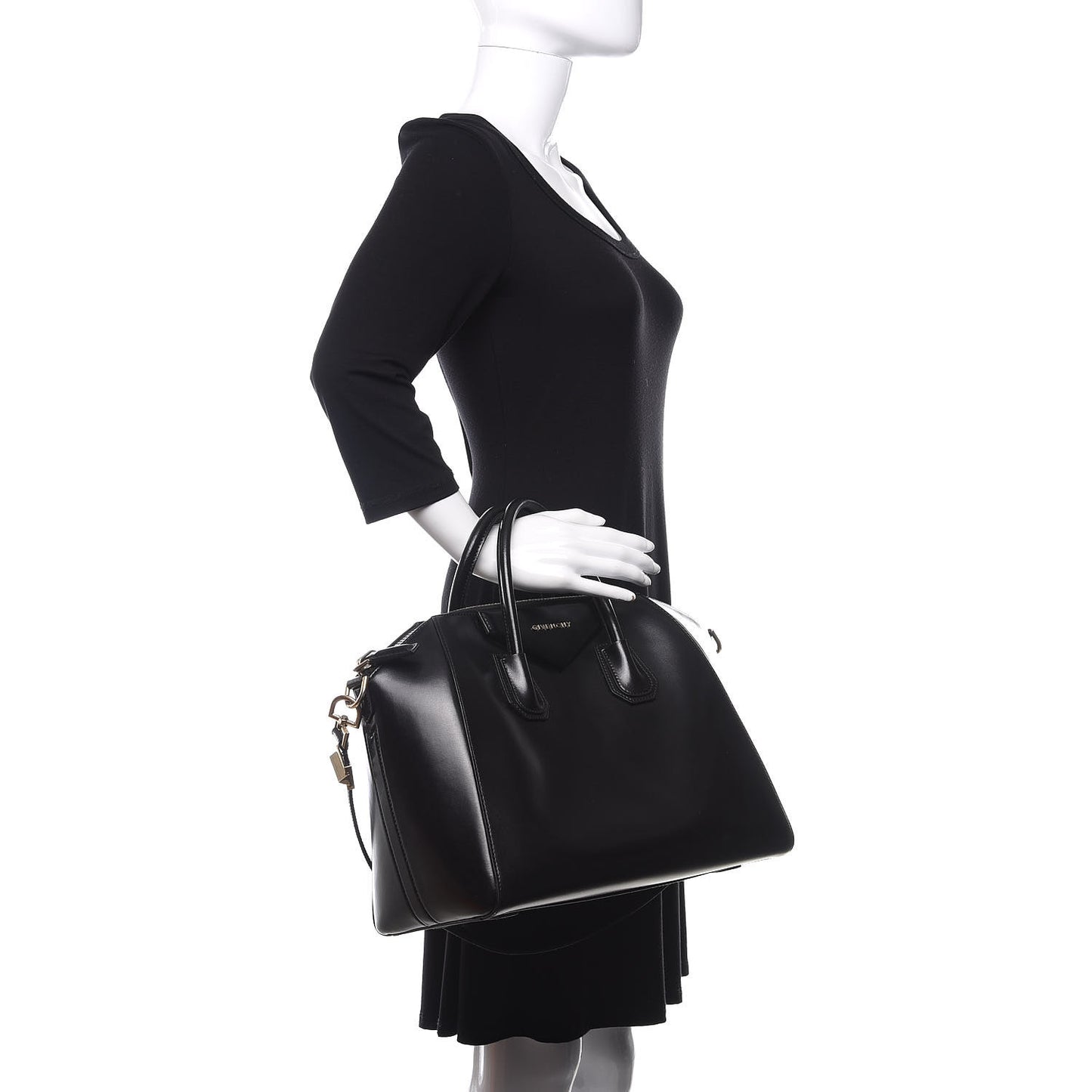 Shiny Lord Calfskin Medium Antigona Black