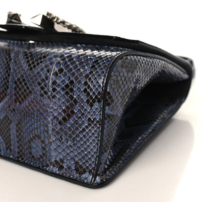 Jimmy Choo Snakeskin Crystal Madeline Top Handle Denim Blue 9 of 9