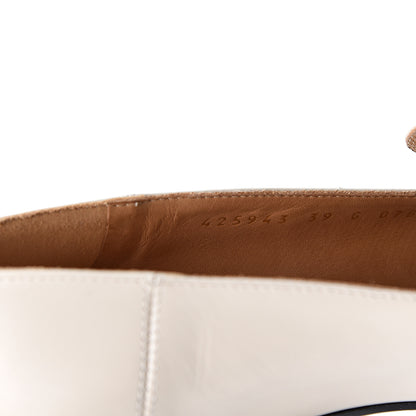 Gucci Betis Glamour Calfskin Web Pearl Embellished Peyton 75mm Loafer Pumps 39 Mystic White 7 of 10