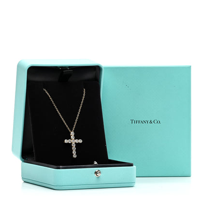 Tiffany 18K Yellow Gold Diamond Large Cross Pendant Necklace 5 of 5