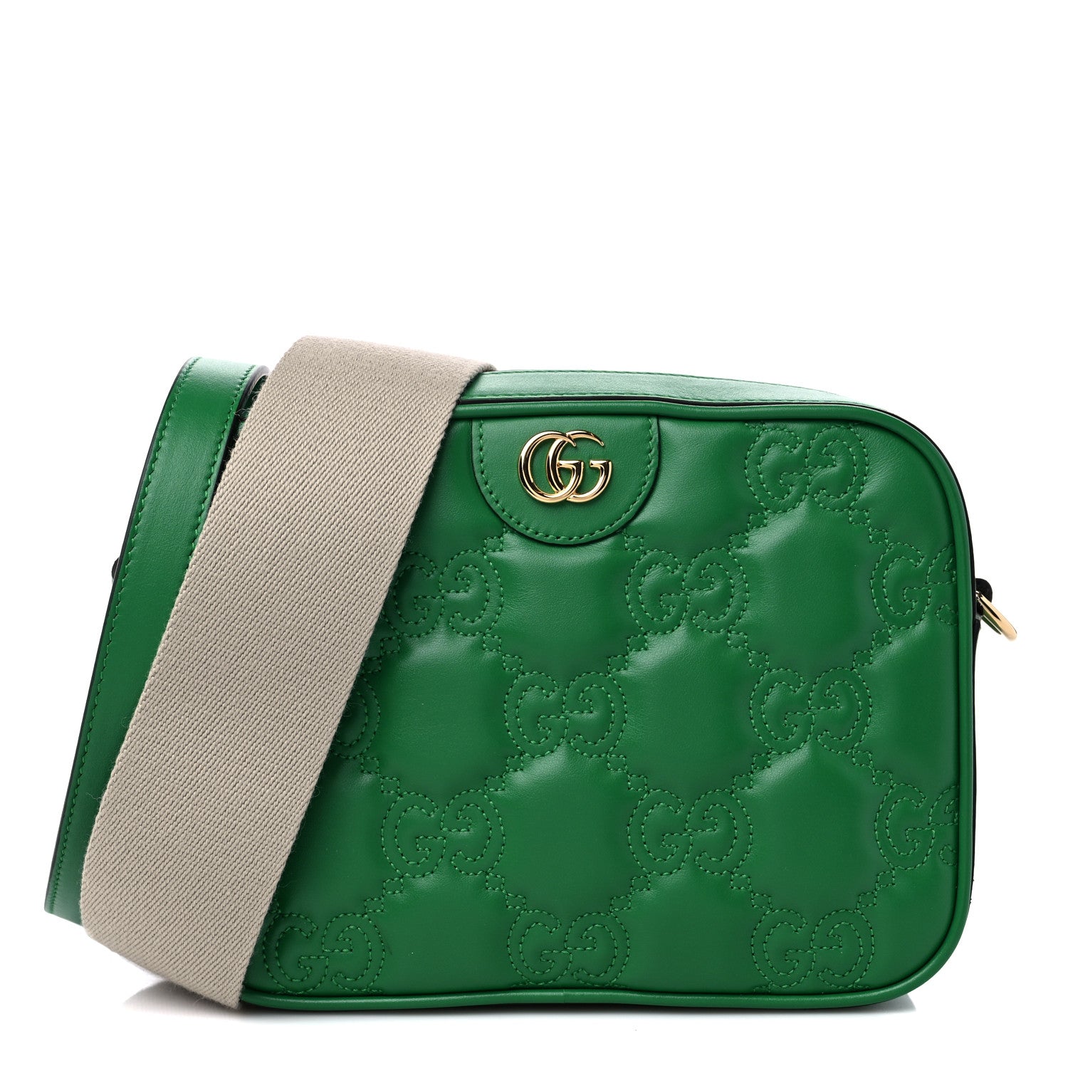 Gucci Calfskin GG Matelasse Shoulder Bag Spring Green Natural 1 of 11