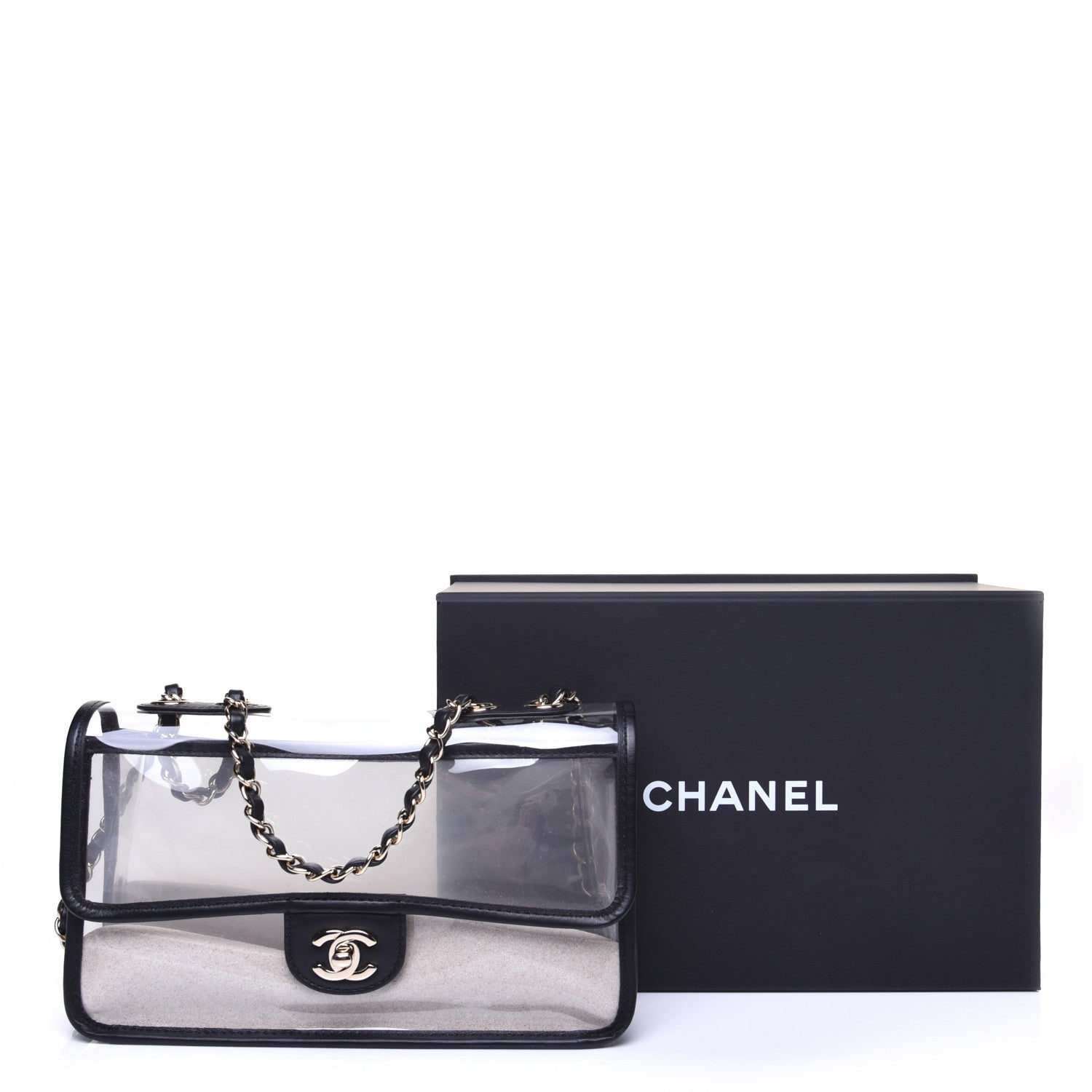 Chanel Lambskin PVC Medium Coco Sand Flap Black 16 of 16