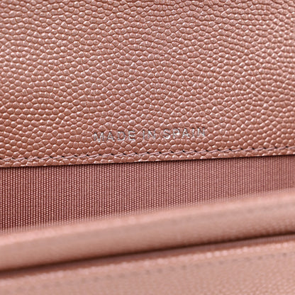Chanel Metallic Caviar Chevron Quilted Vintage Mademoiselle Flap Card Holder Pink 6 of 8