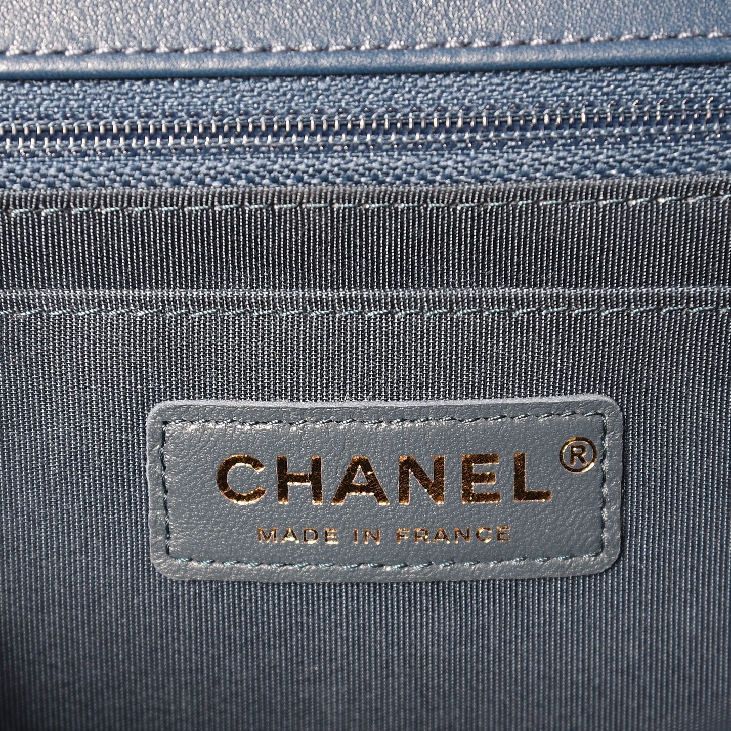 Calfskin Chevron Quilted Small Statement Flap Blue