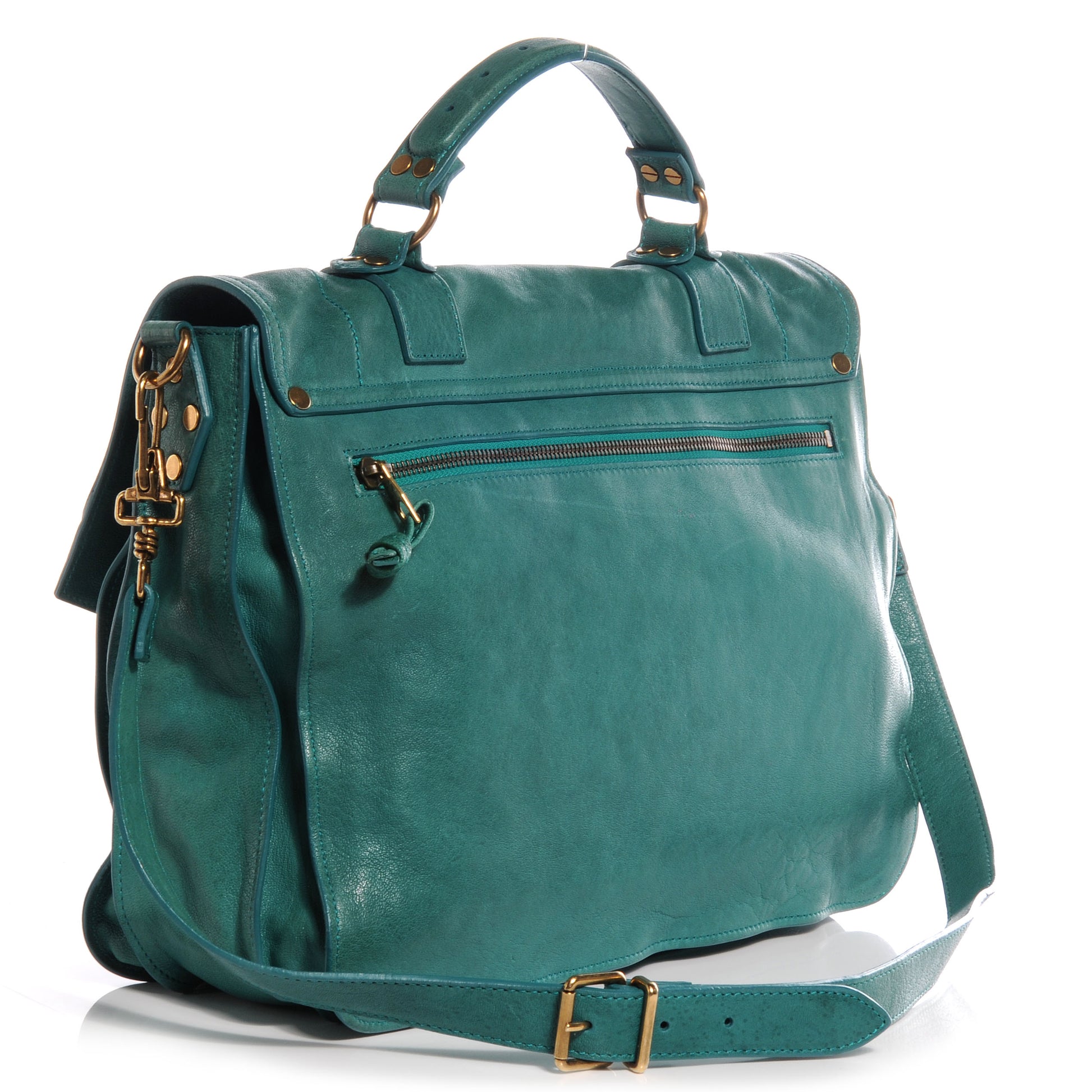 Proenza Schouler Lambskin PS1 Large Satchel Teal 3 of 8