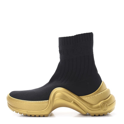 Louis Vuitton Stretch Textile Monogram LV Archlight Sneaker Boots 39 Black Gold 1 of 7
