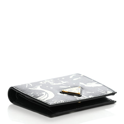 Prada Saffiano Mermaid Print Card Holder Black 3 of 5
