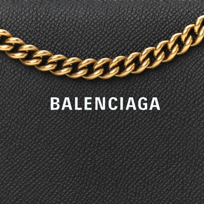 Balenciaga Grained Calfskin Logo Cash Continental Wallet on Chain Black White 8 of 11