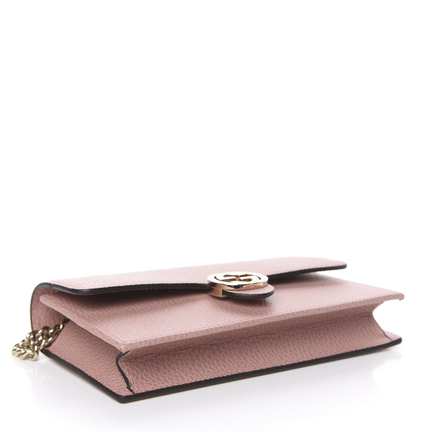 Dollar Calfskin Interlocking G Chain Wallet Soft Pink