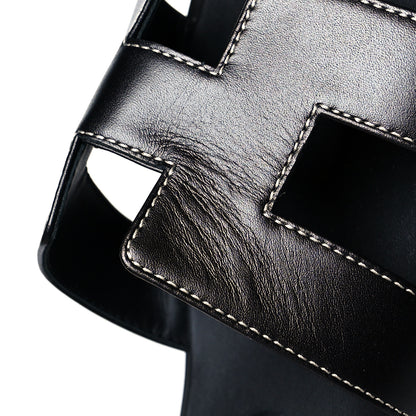 Hermes Box Calfskin Oran Sandals 40 Black 9 of 9