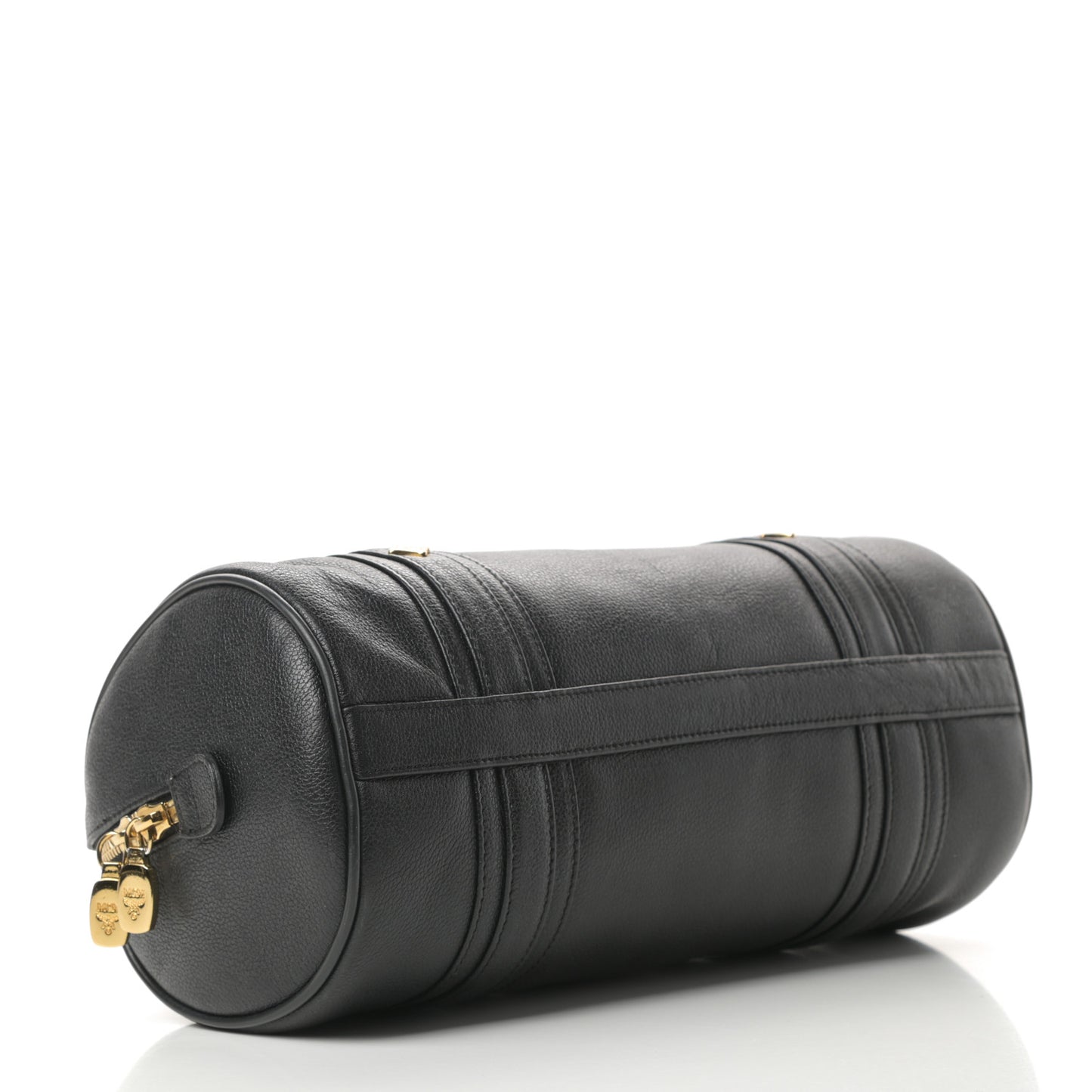 Grained Calfskin Studded Heritage Barrel Bag Black