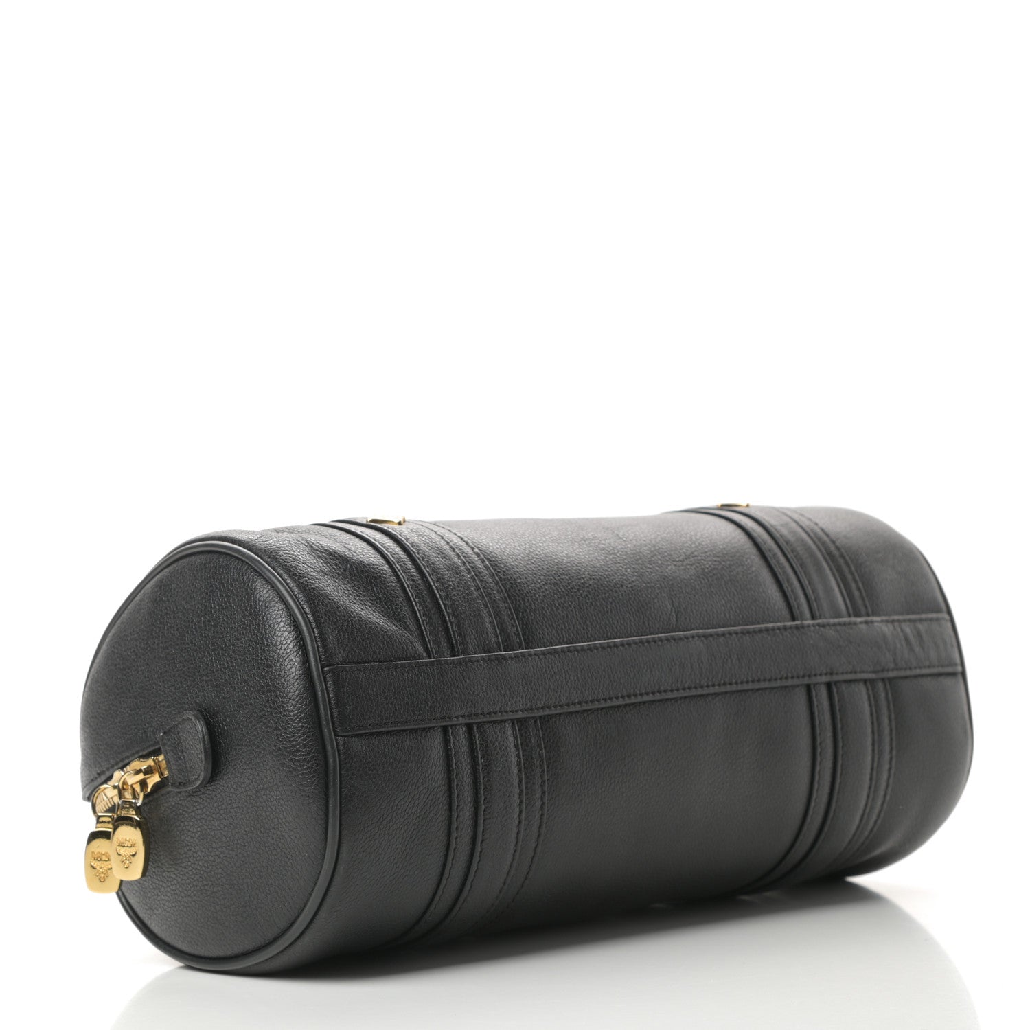 MCM Grained Calfskin Studded Heritage Barrel Bag Black 4 of 10