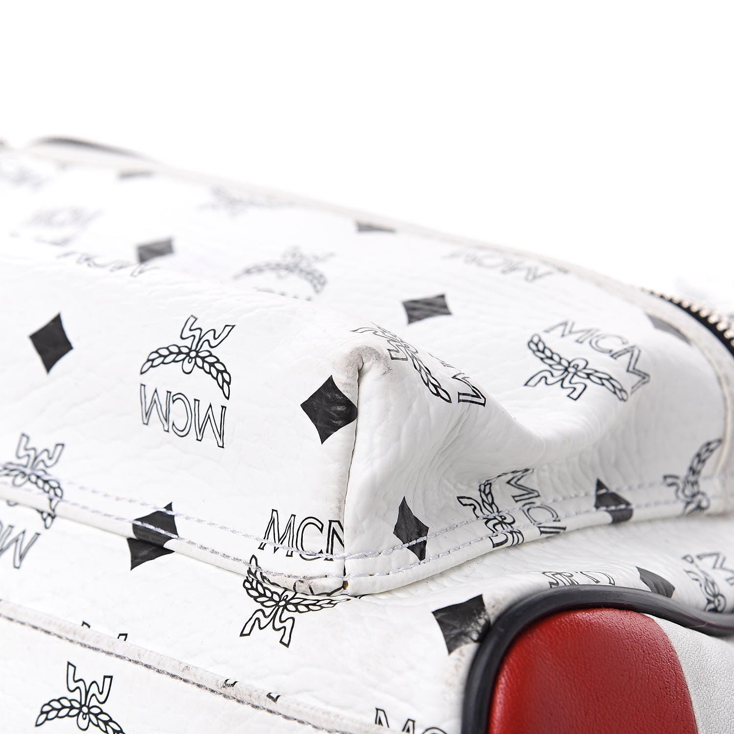 MCM Visetos Medium Stark Backpack White Red 9 of 21