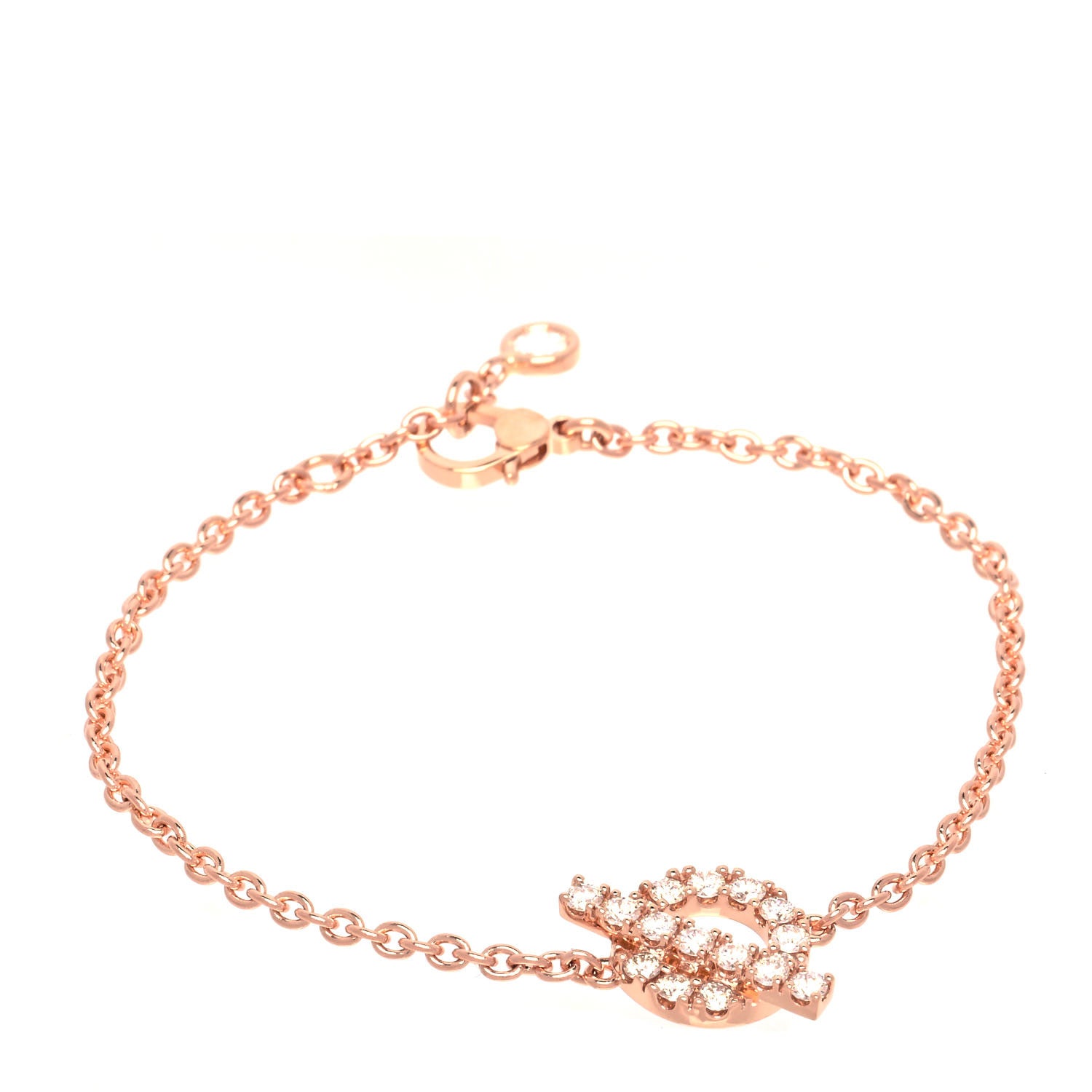 Hermes 18K Rose Gold Diamond Finesse Bracelet XS 1 of 6