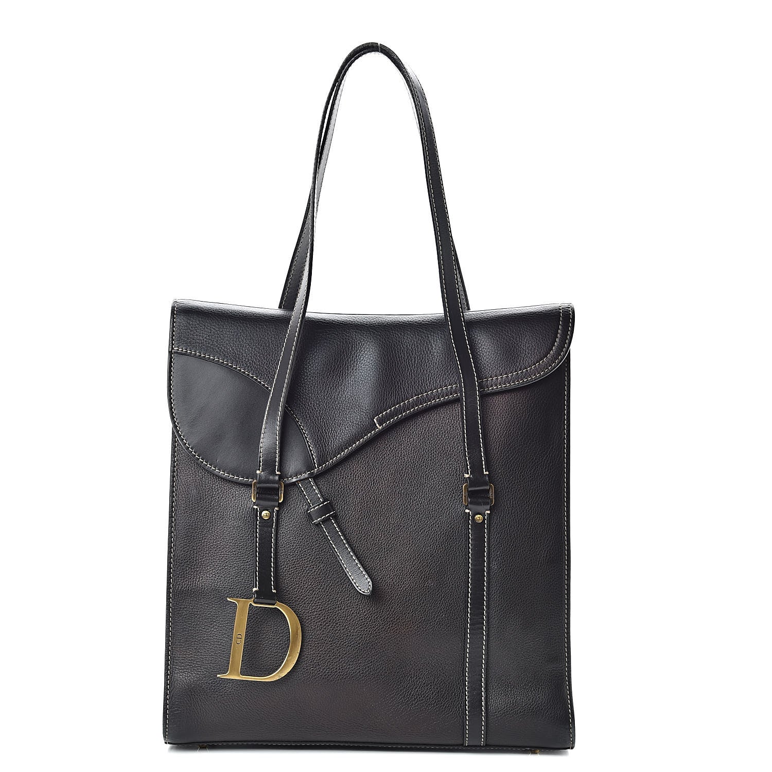 Christian Dior Calfskin Saddle Vertical Shopper Black 1 of 23