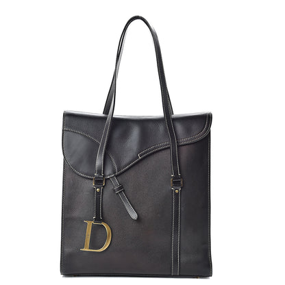 Christian Dior Calfskin Saddle Vertical Shopper Black 1 of 23