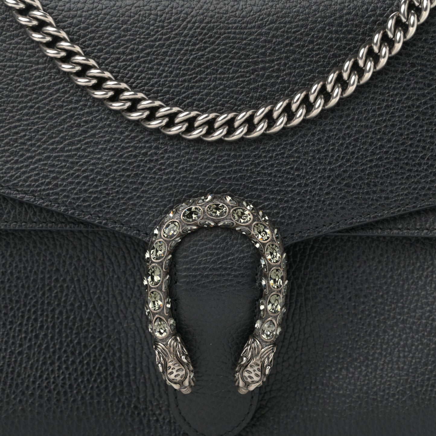 Dollar Calfskin Crystal Medium Dionysus Shoulder Bag Black Black Diamond