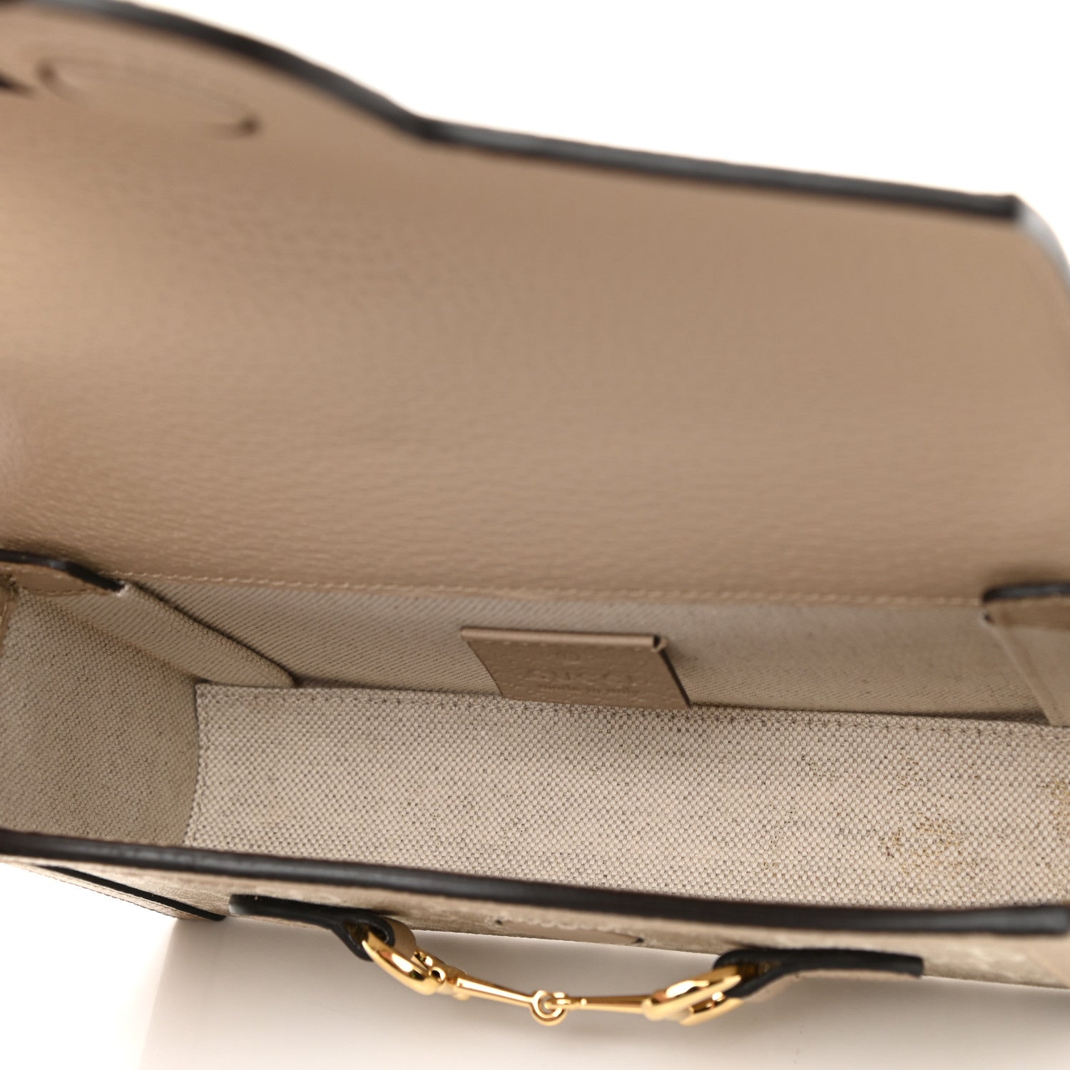 Gucci GG Supreme Monogram Textured Dollar Calfskin Mini Horsebit 1955 Shoulder Bag Beige Mystic White Oatmeal 5 of 11